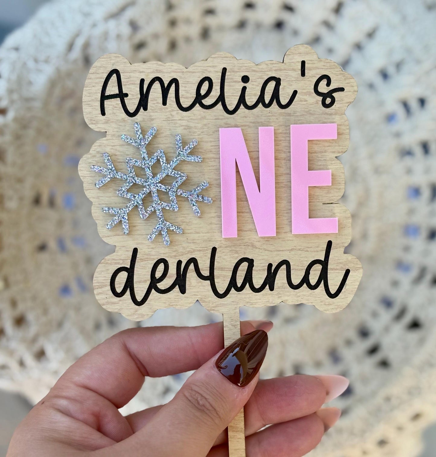Personalized ONEderland Cake Topper: Winter ONEderland Birthday, Maple and Acrylic