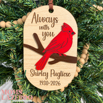 Memorial Christmas Ornament, Cardinal Remembrance, In Loving Memory, Personalized Memorial Gift, Loss Keepsake