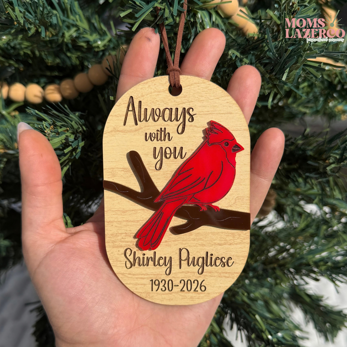 Memorial Christmas Ornament, Cardinal Remembrance, In Loving Memory, Personalized Memorial Gift, Loss Keepsake
