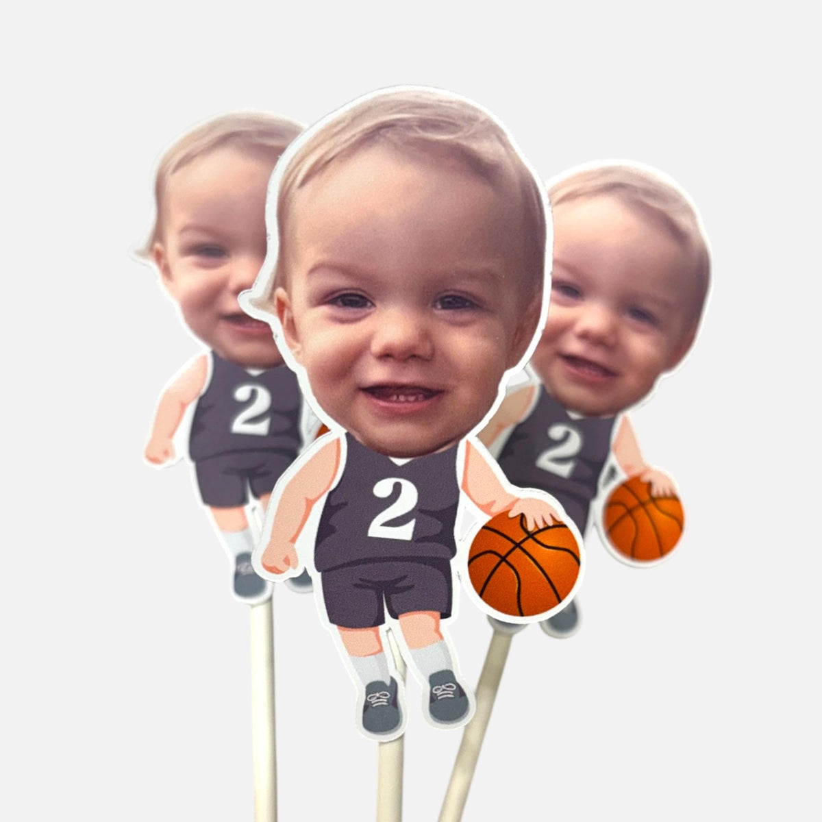Basketball Themed Face Cupcake Toppers for Birthdays, Bridal Showers, Baby Showers and More