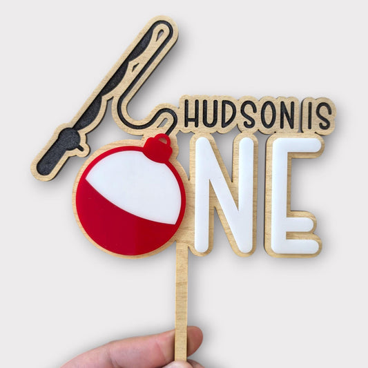 Fishing Birthday Cake Topper: Personalized First Birthday Decor