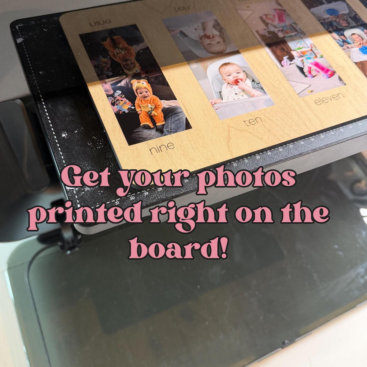 Monthly Milestone Birthday Photo Board: Wooden First Year Picture Display
