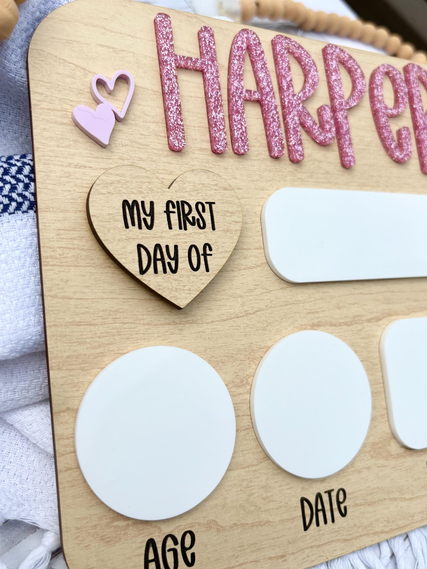 Personalized First Day of School Sign: Maple Wood Photo Prop