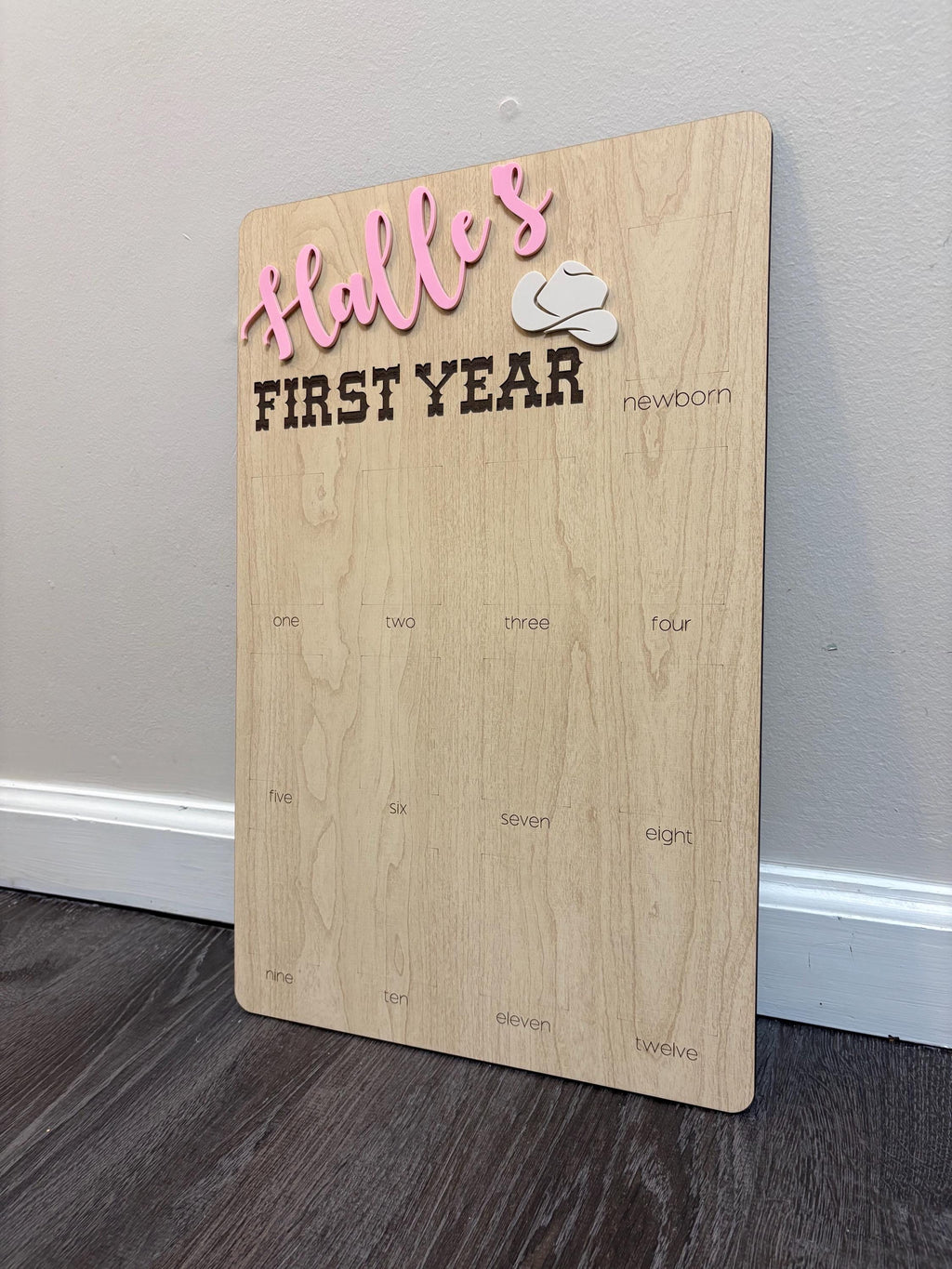 First Rodeo Birthday Photo Board: Wooden First Year Picture Display