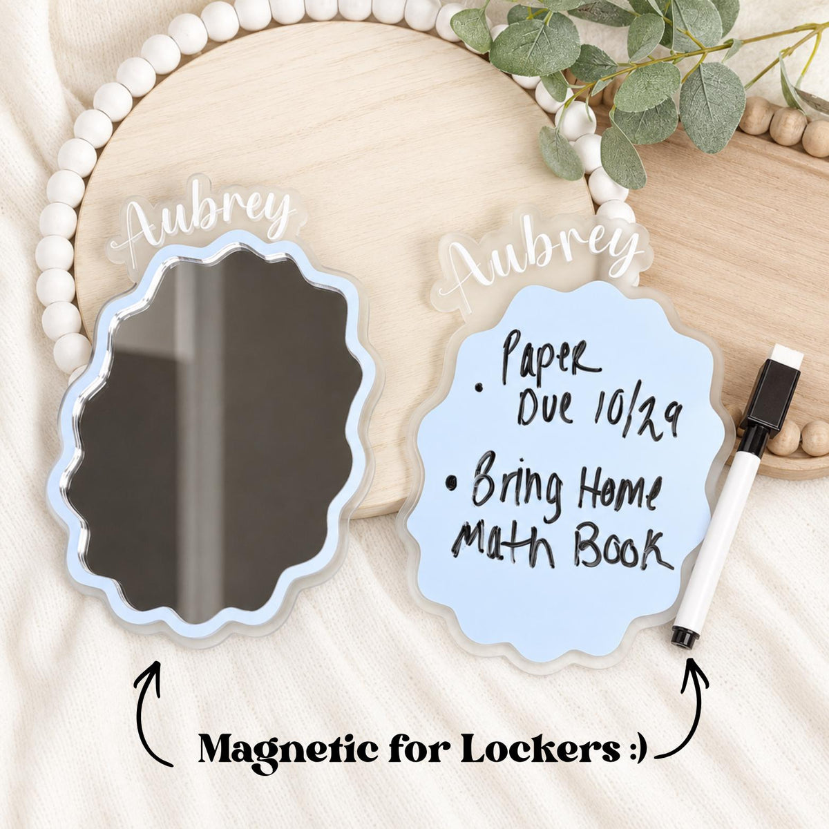School Locker Mirror & Dry Erase Message Board Set-Back to School Gift