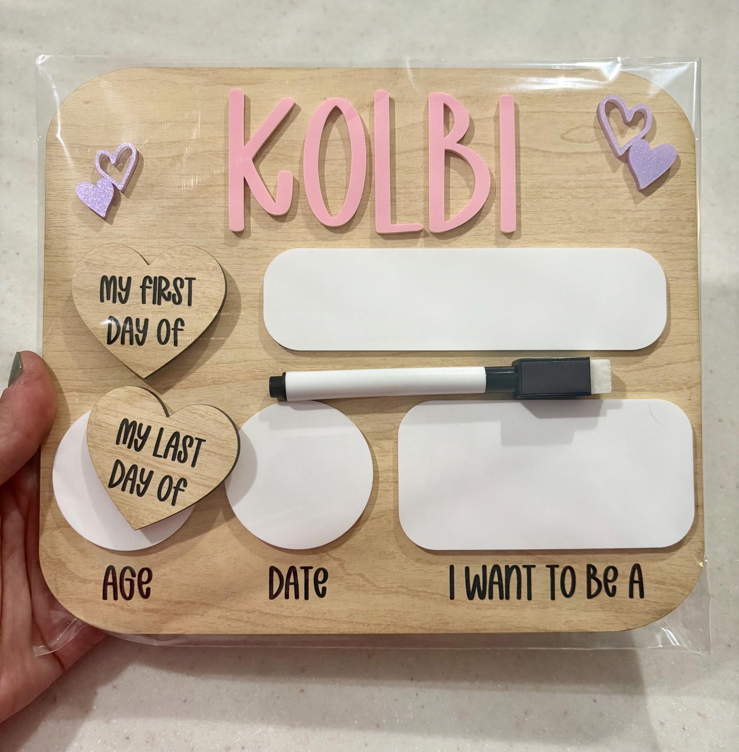 Personalized First Day of School Sign: Maple Wood Photo Prop