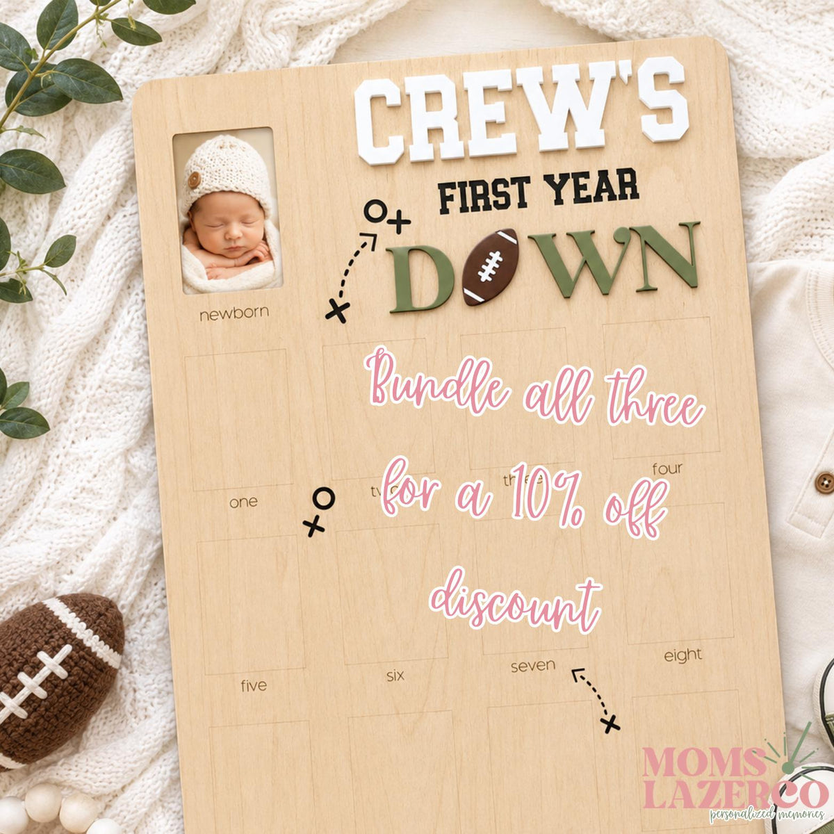 Personalized Football Cake Topper: First Down Birthday, Sports Decor