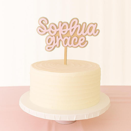 Personalized Baby Shower Cake Topper: Maple Wood & Acrylic, Keepsake Decor