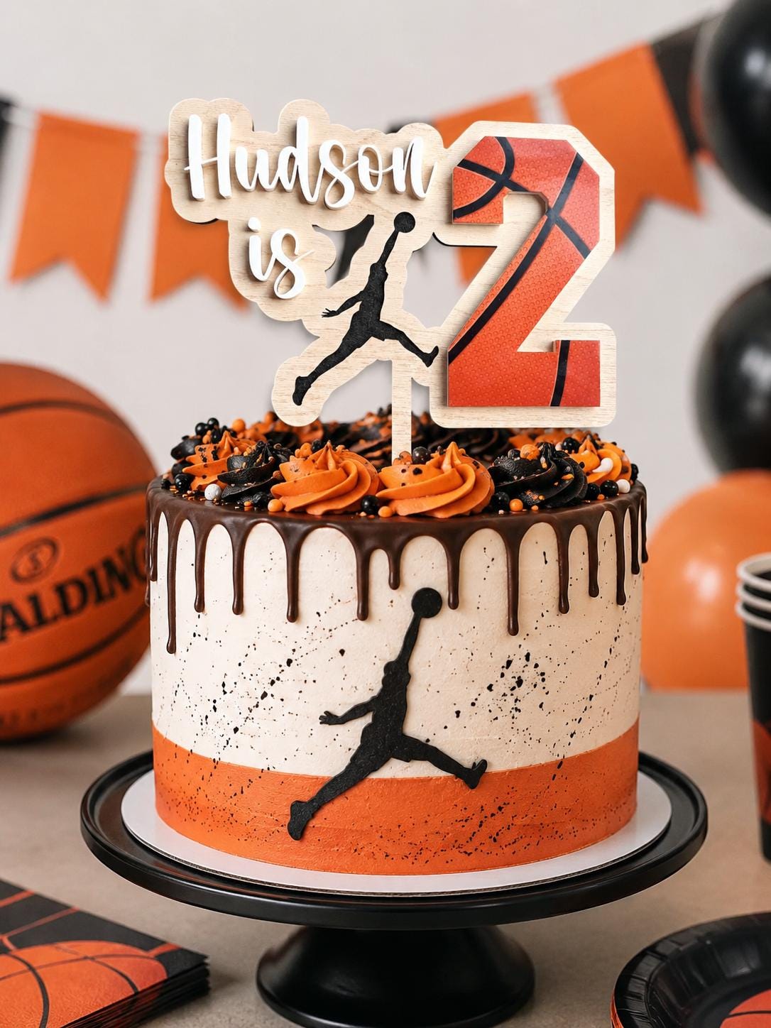 Basketball Cake Topper: Personalized Birthday Decor