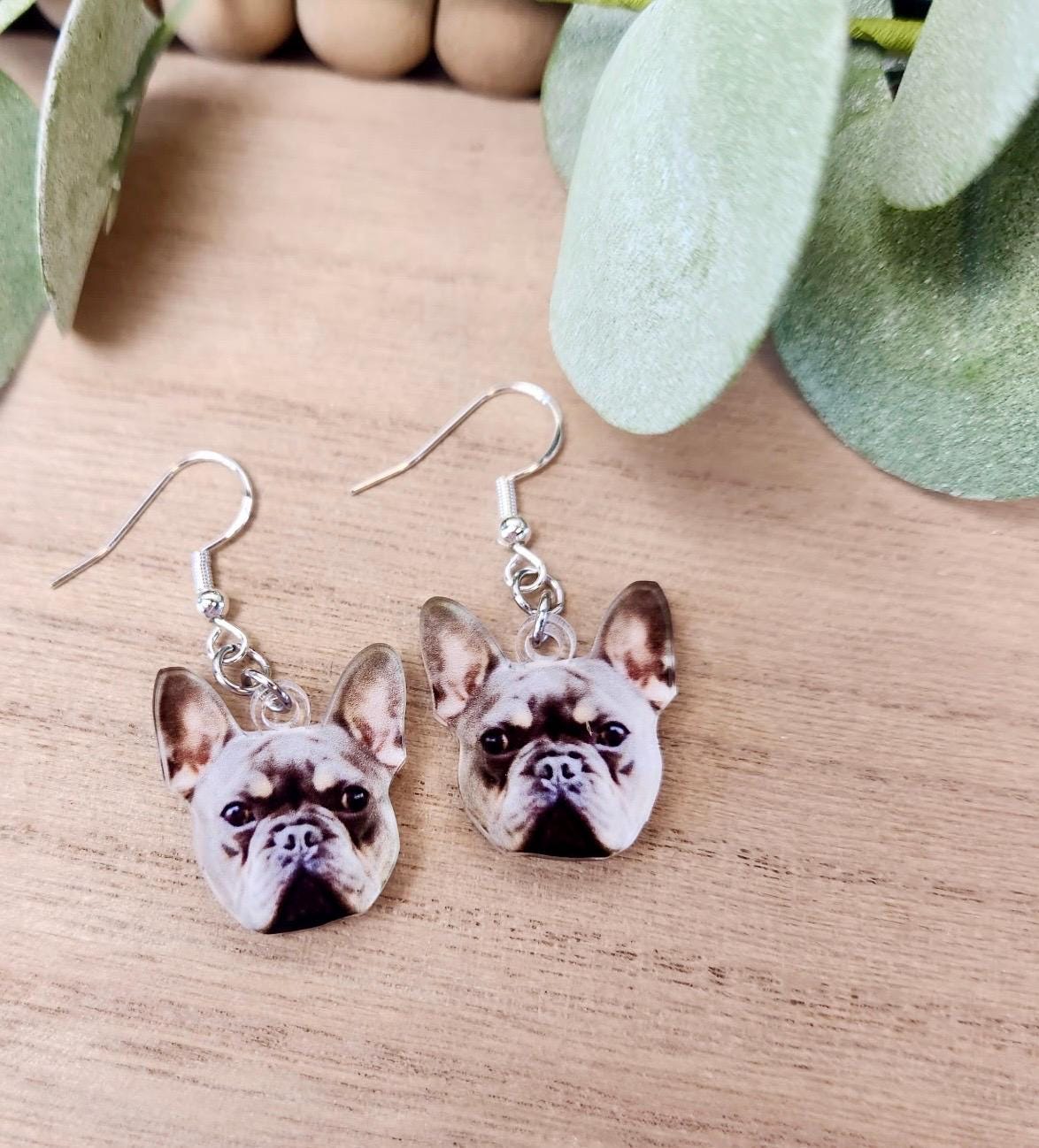 Pet Dangle Earrings Made with your Pet Photo-Pet Parent Gift, Options for Sensitive Ears