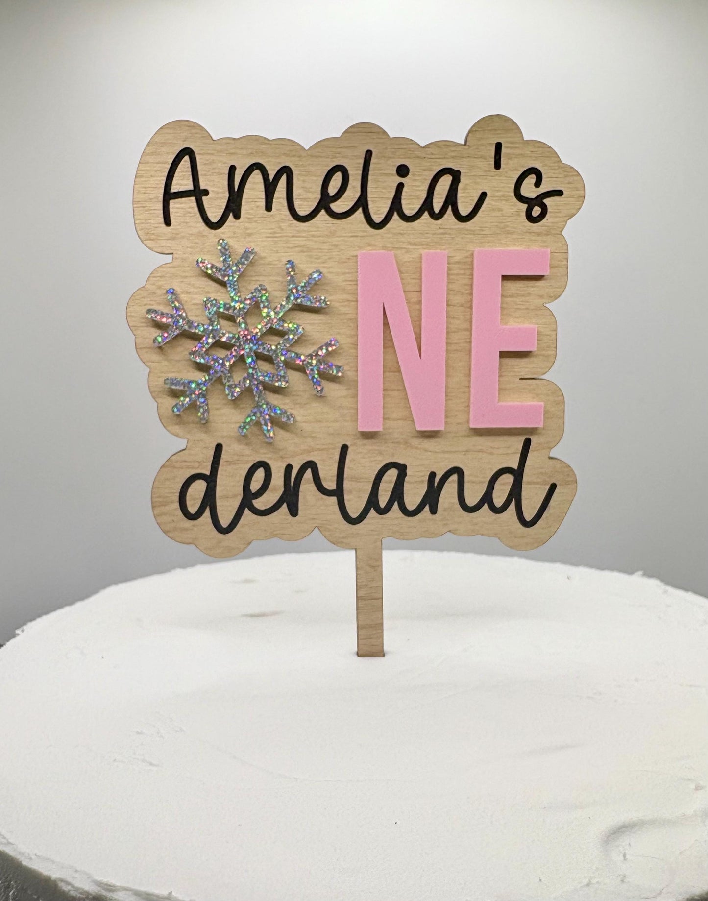 Personalized ONEderland Cake Topper: Winter ONEderland Birthday, Maple and Acrylic