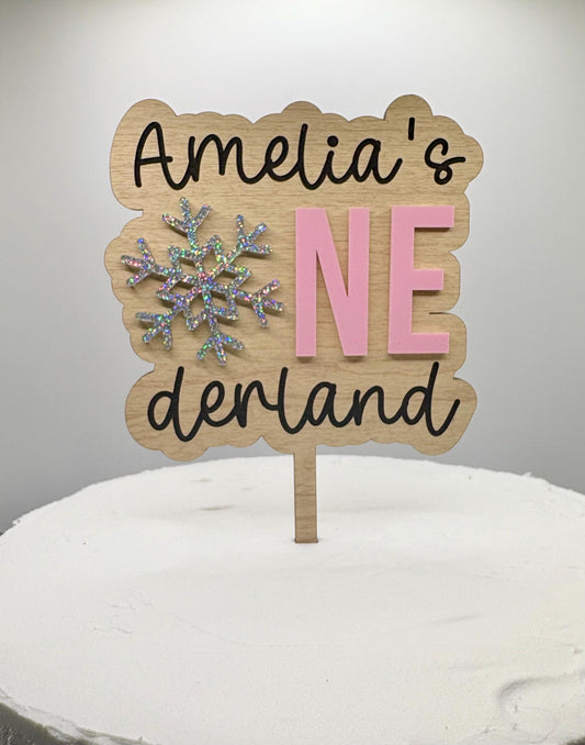Personalized ONEderland Cake Topper: Winter ONEderland Birthday, Maple and Acrylic