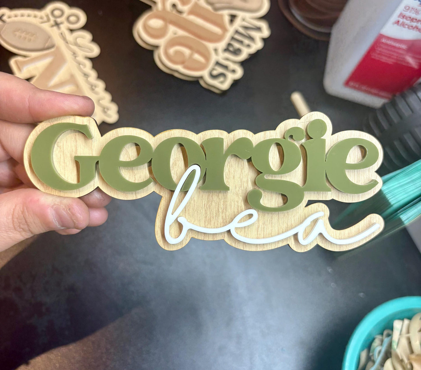 Personalized Baby Name Sign: Maple Wood Newborn Photo Prop