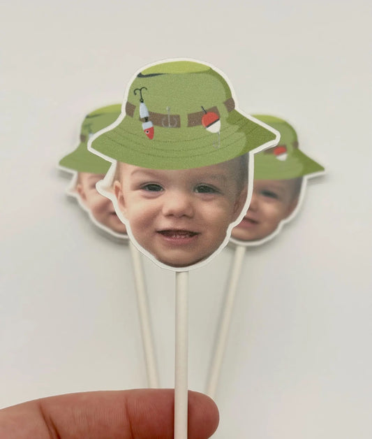 Fishing Themed Face Cupcake Toppers for Birthdays, Baby Showers and More