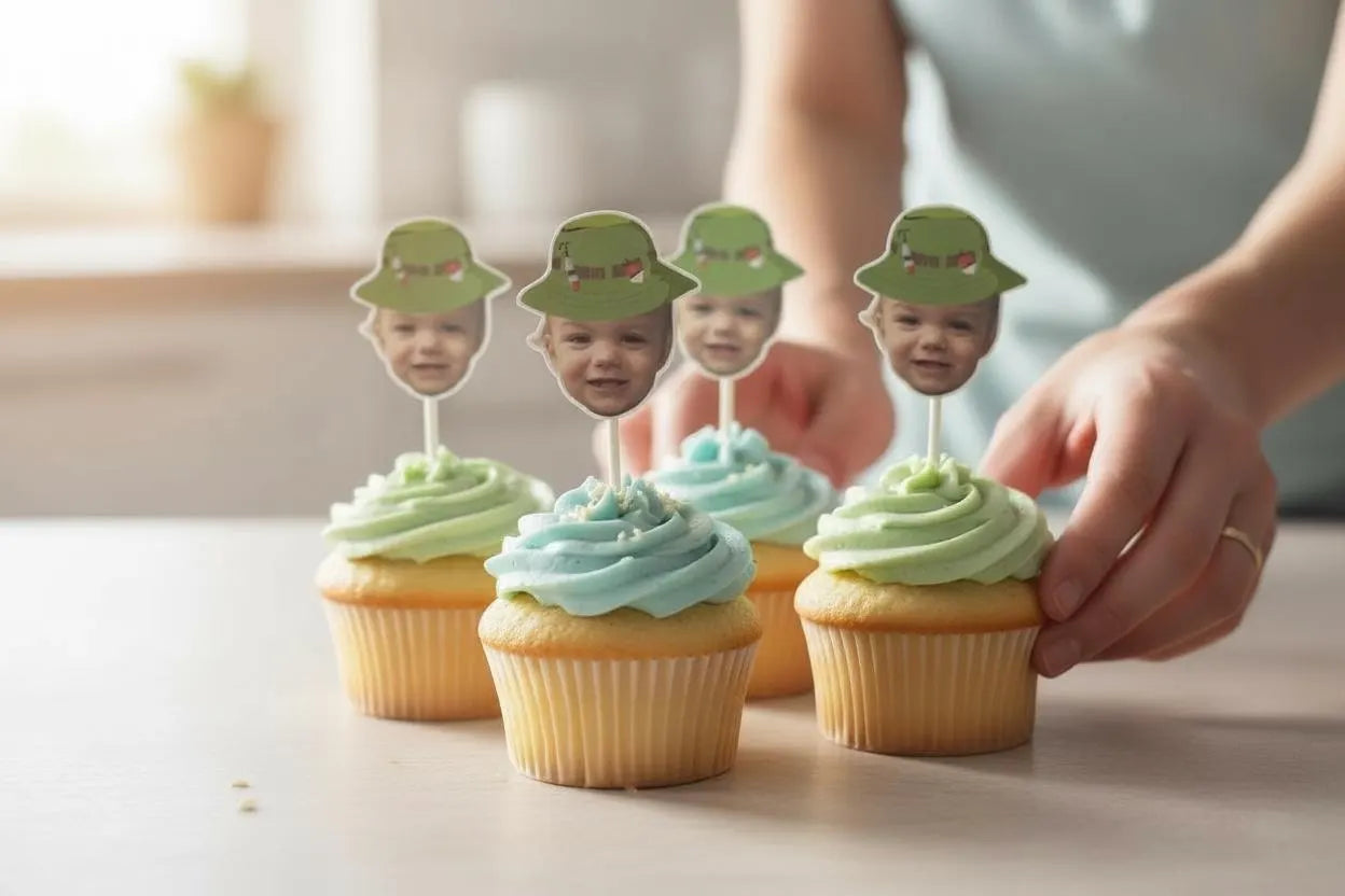 Fishing Themed Face Cupcake Toppers for Birthdays, Baby Showers and More