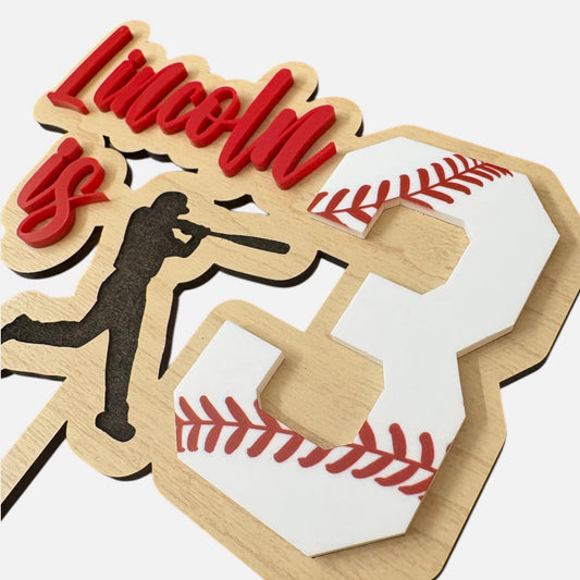 Baseball Cake Topper: Rookie Year Birthday, Maple and Acrylic