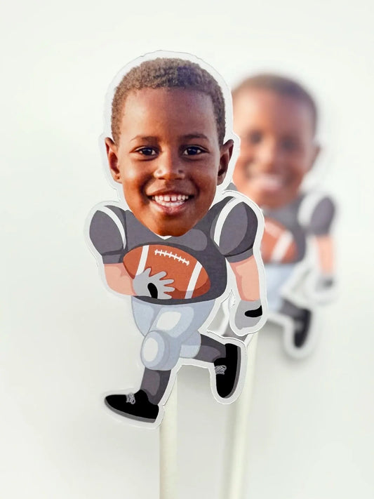 Football Themed Face Cupcake Toppers for Birthdays, Bachelor Parties, and more