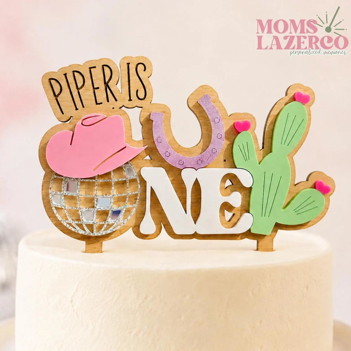 Disco Rodeo Girl Cake Topper- Western disco party theme