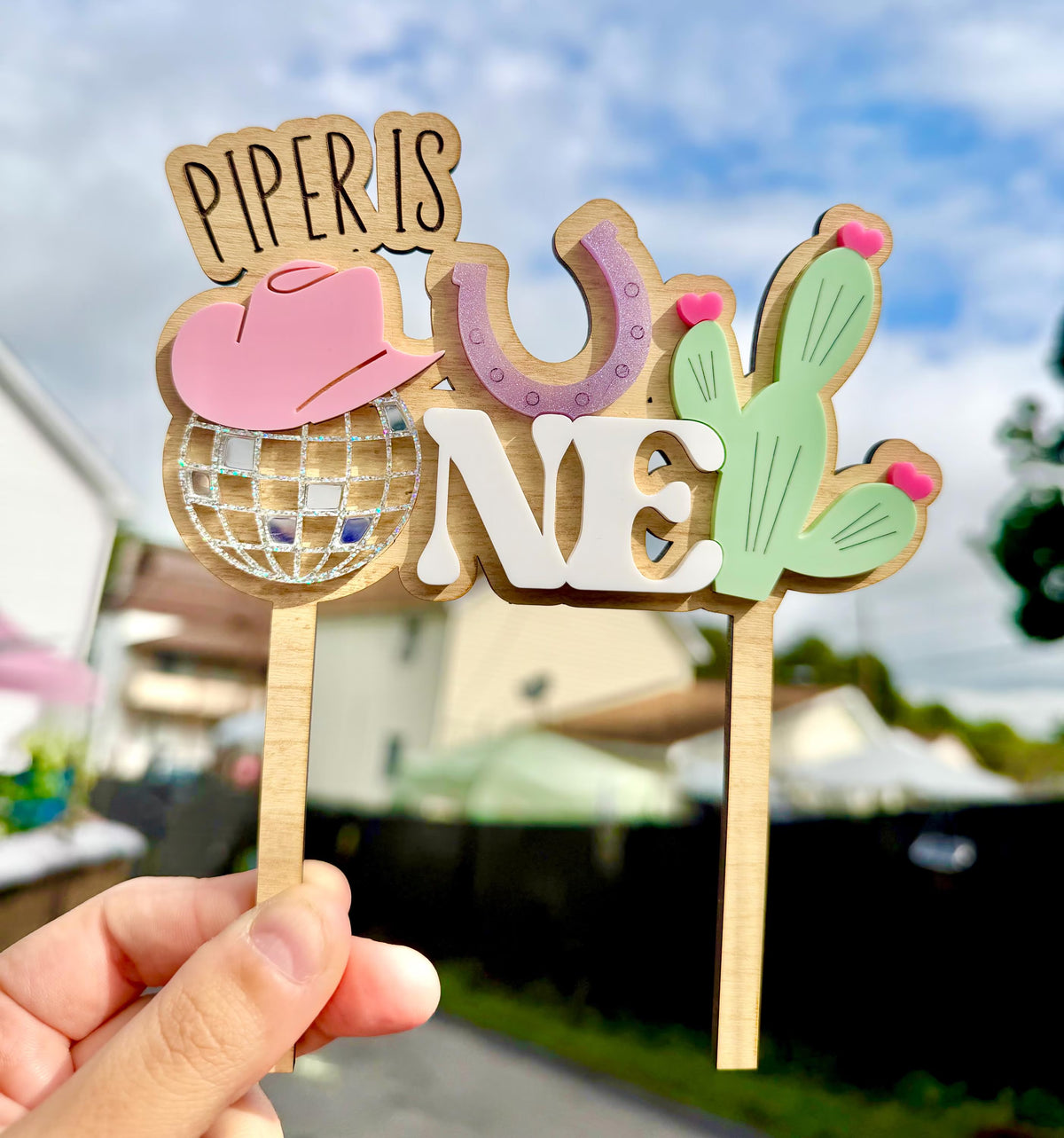 Disco Rodeo Girl Cake Topper- Western disco party theme