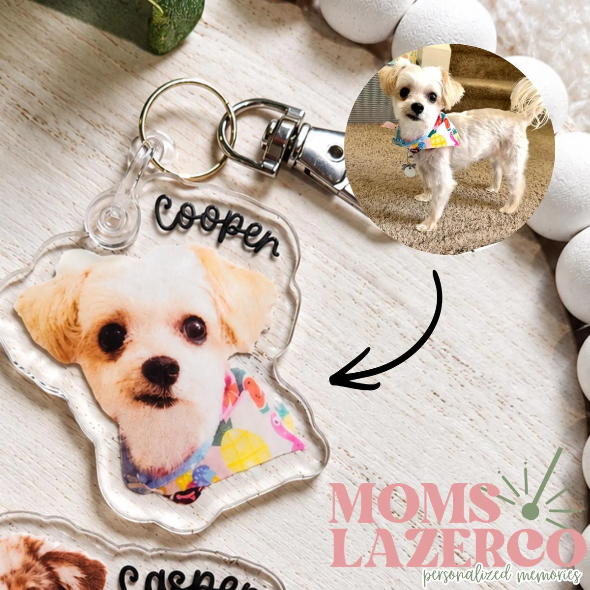 Pet Photo Keychain, Memorial Gift for Pet Parents