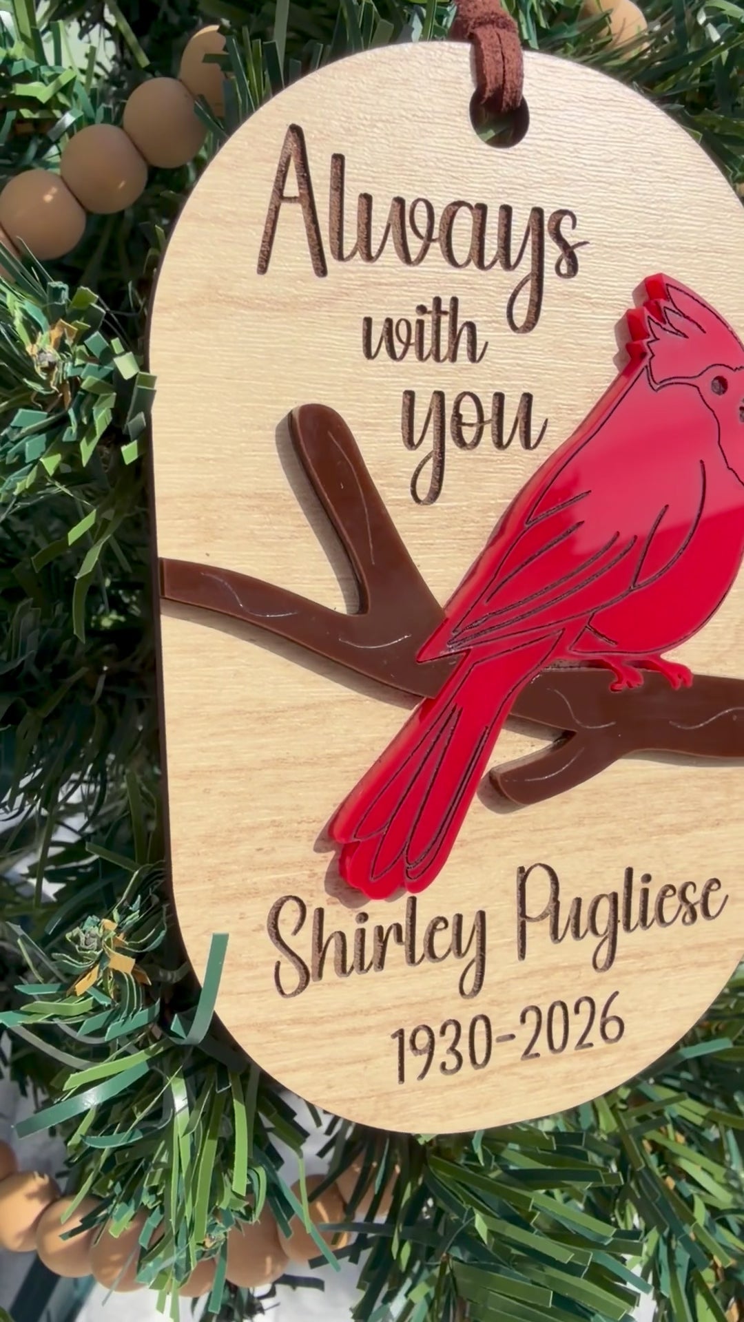 Memorial Christmas Ornament, Cardinal Remembrance, In Loving Memory, Personalized Memorial Gift, Loss Keepsake
