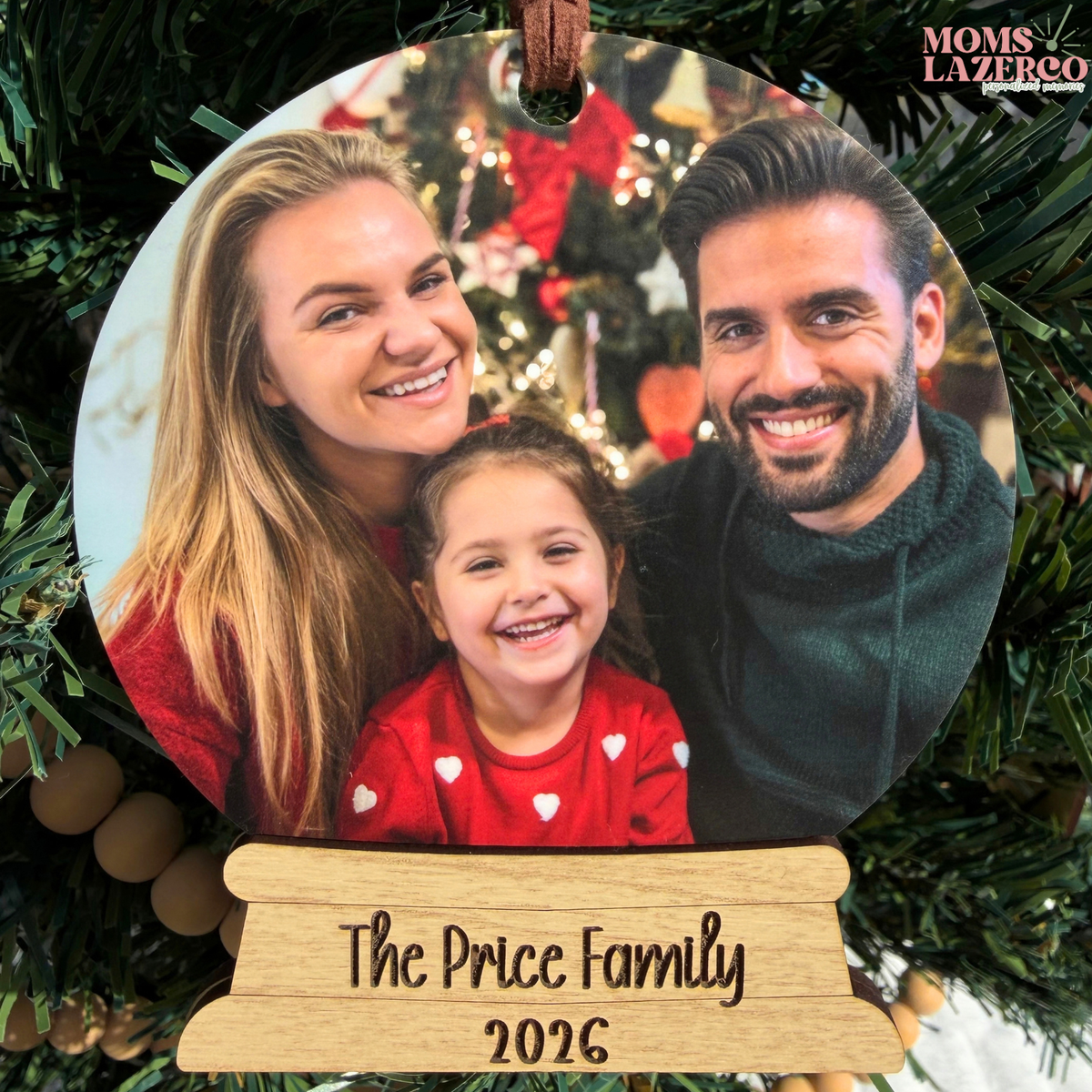 Family Photo Snow Globe Ornament, Custom Christmas Decor, Photo Keepsake, Personalized Name and Year