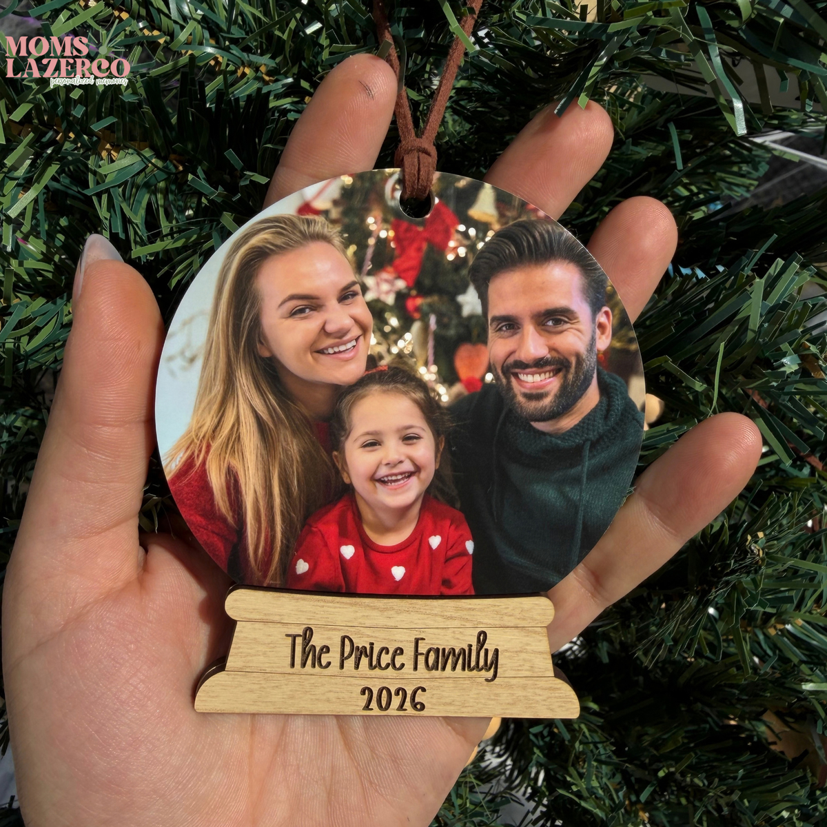 Family Photo Snow Globe Ornament, Custom Christmas Decor, Photo Keepsake, Personalized Name and Year